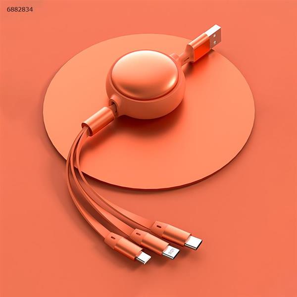 Telescopic one-to-three data cable suitable for Android Apple type-c three-in-one charging cable fast charging data cable orange Charger & Data Cable XKS-78