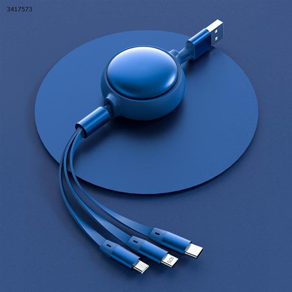 Retractable one-to-three data cable suitable for Android Apple type-c three-in-one charging cable fast charging data cable blue Charger & Data Cable XKS-78