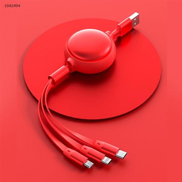 Retractable one-to-three data cable suitable for Android Apple type-c three-in-one charging cable fast charging data cable red Charger & Data Cable XKS-78