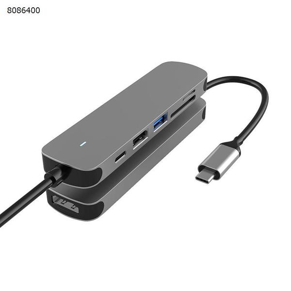 6 in 1 USB Hub PD60W Type-C to HDMI USB3.0 SD TF card reader docking station USB HUB BX6H