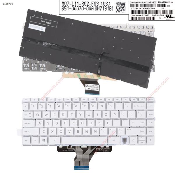 HP Spectre x360 14-EA 14-EA0023DX 14-EA0047NR 14-EA1023DX White（Backlit Win8）（） US 7J2060 P/N LK132V61G00 Laptop Keyboard (Original)