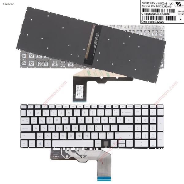 HP Envy 17-cg 17-cgxxx,15 - ED 15-edxxx SILVER （Backlit ，win8 ） UK 7J2020 P/N V192102AS1 PK132UR3A10 Laptop Keyboard (Original)