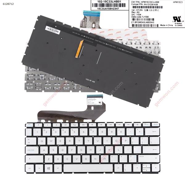 HP ENVY13-d010nr 13-D061SA 13-d007tu Silver (Backlit,Without FRAME Win8) CA/CF 7J1590 P/N HPM15C33CUJ698 PK131D91A08 Laptop Keyboard (Original)