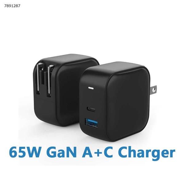 65W GaN A+C Gallium Nitride Charger Supports iPhone 13 Mobile Phones and Tablets Simultaneously Fast Charge Black Charger & Data Cable 65W A+C