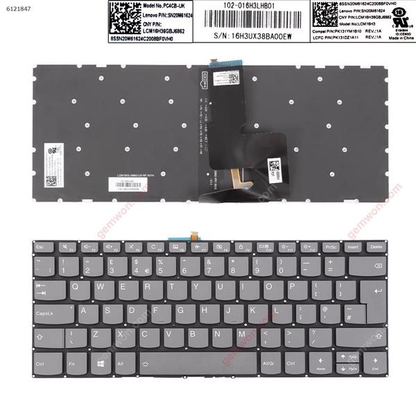 Lenovo IdeaPad 330-14ikb GRAY win8( Backlit ，Without FRAME)  UK LCM16H3 P/N SN20M61624 LCM16H36GBJ6862 PK131YM1B10 PK131DZ1A11 Laptop Keyboard (Original)