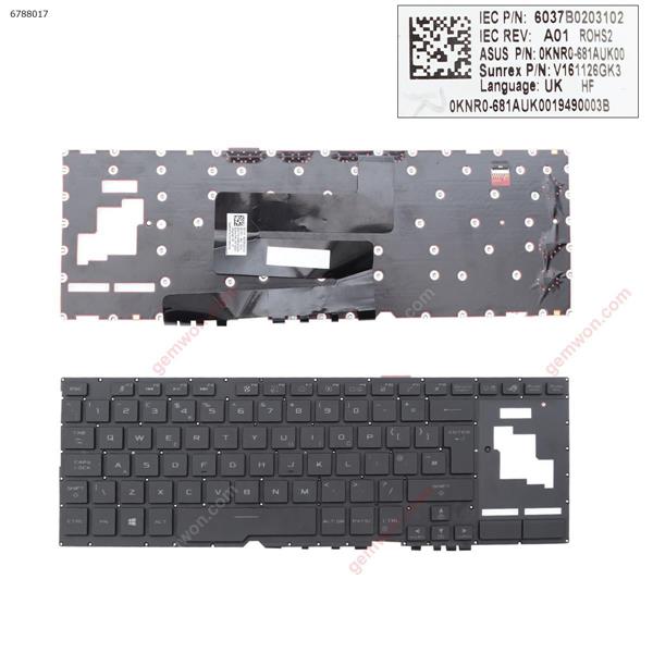  ASUS  ROG Zephyrus  GX701 GX701G CX501 GX501VI BLACK（With Backlit Board,Win8） UK P/N:6037B0203102 0KKNR0 681AUK00 V161126GK3 0KNR0 681AUK0019490003B Laptop Keyboard (Original)
