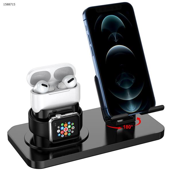 Wireless Charging Station Magnetic Suction wireless iPhone charger, 3 in 1 QI Certified 15W Fast Wireless Charging Station deep black suitable for MagSafe Apple iPhone 13 Pro Max/13 Pro/13/12 Pro Max/12 Pro/12/11 Pro Max/11 Pro/11/SE/X/XR/XS/8, iWatch7/6/SE/3, AirPods Mobile Phone Mounts & Stands ZJ-02