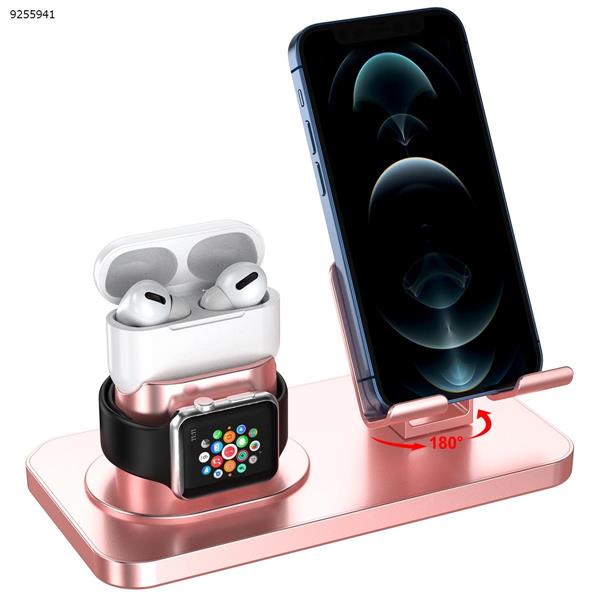 Wireless Charging Station Magnetic Suction wireless iPhone charger, 3 in 1 QI Certified 15W Fast Wireless Charging Station deep rose gold suitable for MagSafe Apple iPhone 13 Pro Max/13 Pro/13/12 Pro Max/12 Pro/12/11 Pro Max/11 Pro/11/SE/X/XR/XS/8, iWatch7/6/SE/3, AirPods Mobile Phone Mounts & Stands ZJ-02