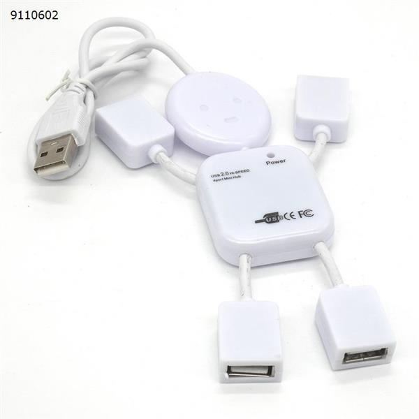 New 4 Port USB 2.0 High Speed Hub for PC Laptop Doll Design White USB HUB N/A