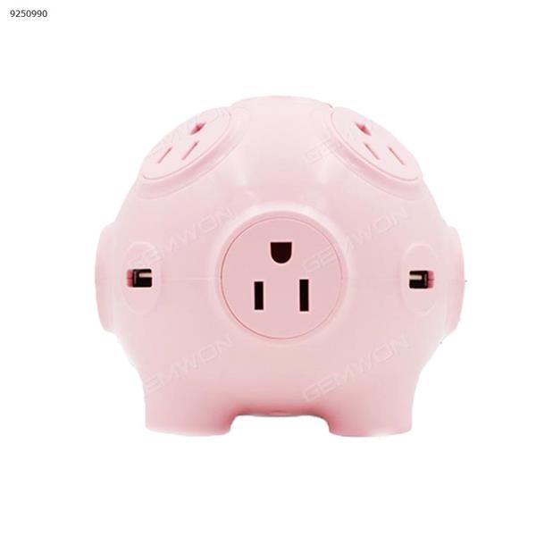 Pig socket multi-socket with USB   pink  US USB HUB N/A
