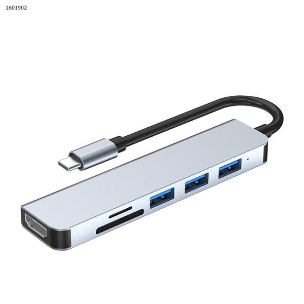Best Type-c 6 in 1 USB Hub HDMI SD TF Card Reader USB3.0 multi-function laptop docking station gray USB HUB BYL-2010N3