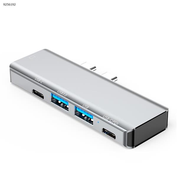 In-line USB hub type-c expansion bracket Notebook expander HDMI 5 in 1 hub PD charger SD/TF docking station grey USB HUB BYL-2102