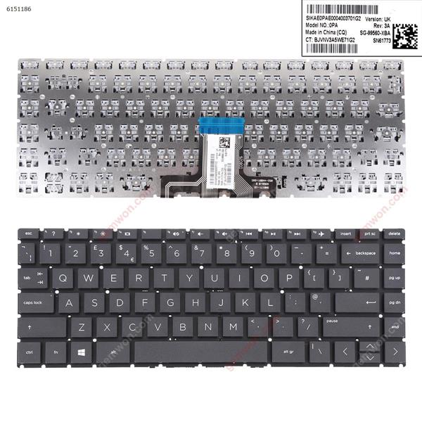 HP 14-cd0000 14-ce0000 14-cf0000 14-ck0000 14-cm0000 BLACK(Without FRAME） UK SG-99560-NBA  BJVNV3A6WE71JW Laptop Keyboard ()