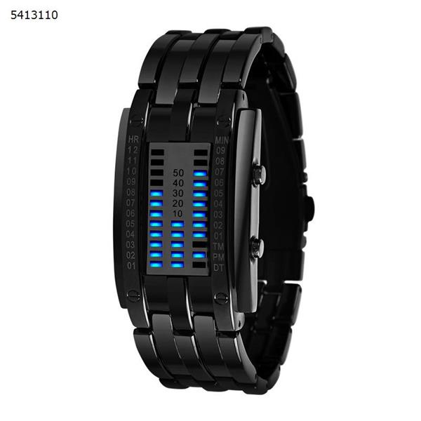 Korean version trend binary LED watch tungsten steel belt couple waterproof watch small black Smart Wear 0926