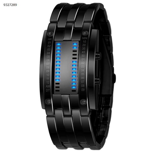 Korean version trend binary LED watch tungsten steel belt couple waterproof watch large black Smart Wear 0926