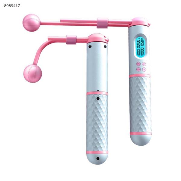 Fitness adult steel wire weight loss counting skipping rope sports skipping rope wireless weight-bearing high school entrance examination counting skipping rope white + pink Exercise & Fitness S08