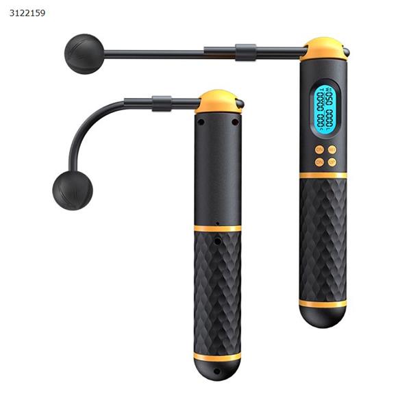 Fitness adult steel wire weight loss counting skipping rope sports skipping rope wireless weight-bearing high school entrance examination counting skipping rope black + yellow Exercise & Fitness S08