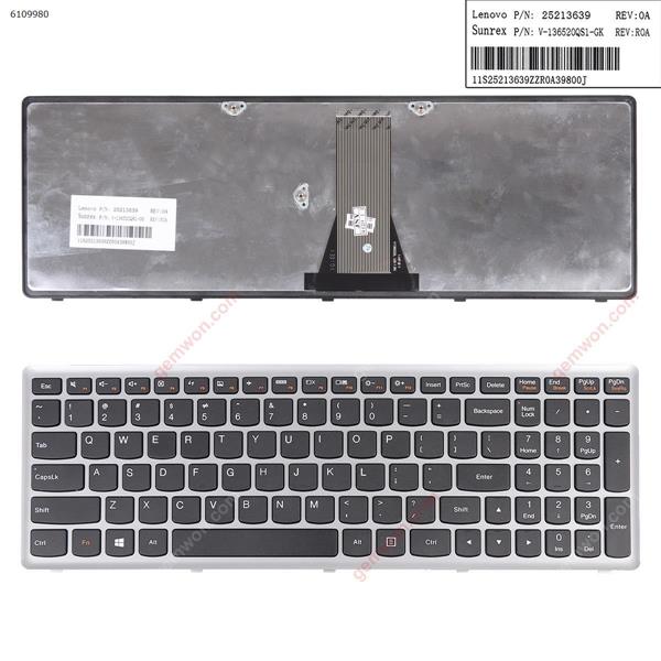 Lenovo G500S S500 Flex 15 SILVER FRAME BLACK(For Win8) US T6E1-US 9Z.NAFSW.L01 25213031 BMLSW Laptop Keyboard ( )
