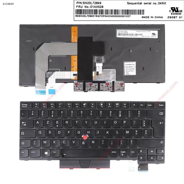 IBM ThinkPad T470 T480 BLACK FRAME BLACK ( Backlit,with point stick ,For Win8) OEM FR ZB0BT 01 P/N SN20L72849 Laptop Keyboard ()