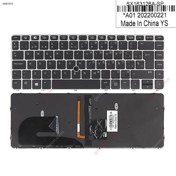 HP EliteBook 840 G3 SILVER FRAME BLACK (with point, Backlit, Win8) OEM SP SX163126A Laptop Keyboard (OEM-A)