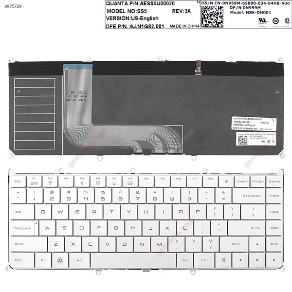 DELL XPS Adamo13   SILVER  (Without FRAME，Backlit） US AESS5U00020  9J.N1G82.001 Laptop Keyboard (OEM-B)