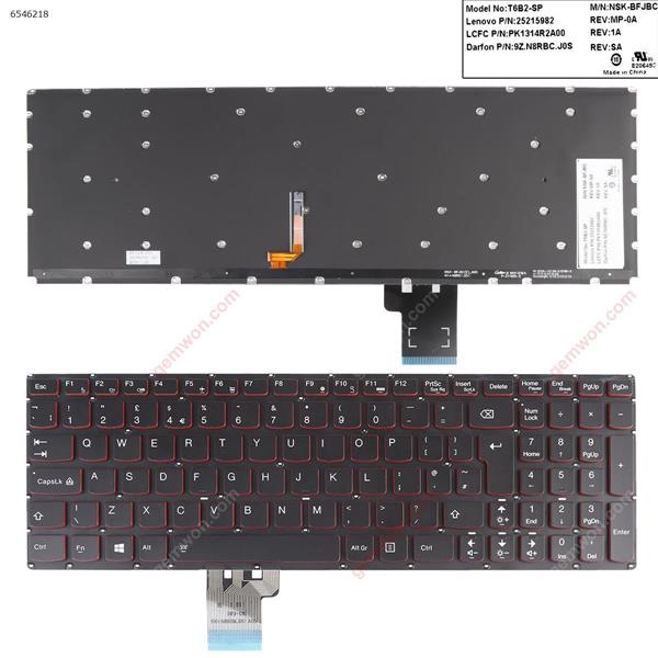 Lenovo Y50-70 Y70-70 BLACK (Red Backlit,Win8)  UK PK1314R2A00  9Z.N8RBC.J0U Laptop Keyboard ()