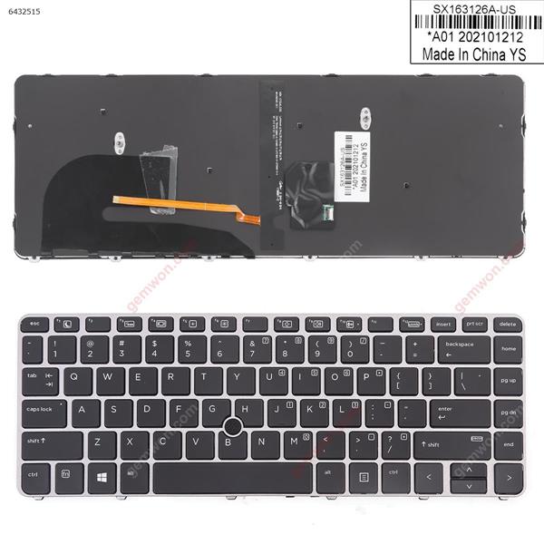 HP EliteBook 840 G3  SILVER FRAME BLACK (with point,Backlit,Win8) US 819877.001,NSK-CY2BV；6037B0113901 Laptop Keyboard (OEM-B)