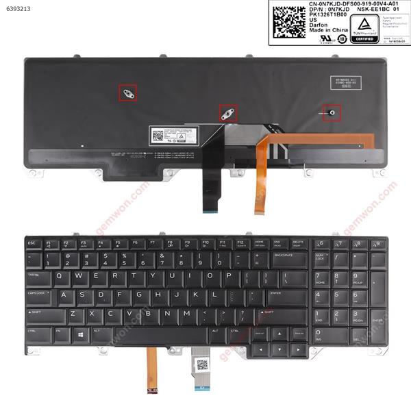 DELL Alienware 17 R2 17 R3 BLACK （Full Colorful Backlit  Win8） US NSK-EE1BC 01 P/N 0N7KJD PK1326T1B00 Laptop Keyboard (Original)
