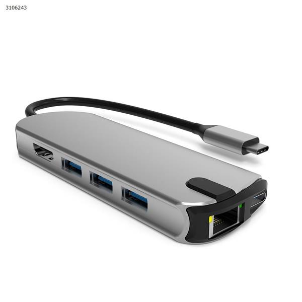 Fast charge 8 in 1 USB C Hub type-c to USB3.0 HDMI SD TF RJ45 PD charger ABS Aluminum alloy docking station