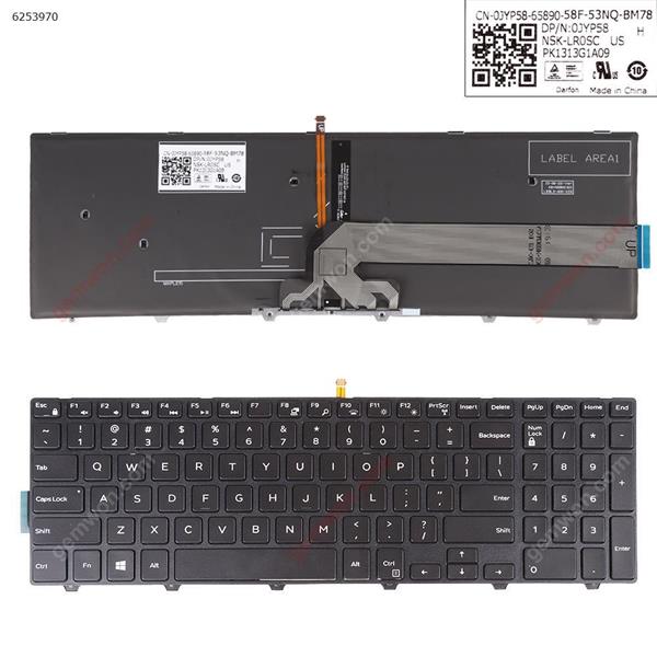 Dell Inspiron 15-5000 Series 5547 5521 5542 BLACK FRAME BLACK OEM (Backlit,Win8) US AEAM9Q01010  NSK-LR0BC  PK1313G1B00 Laptop Keyboard (OEM-A)