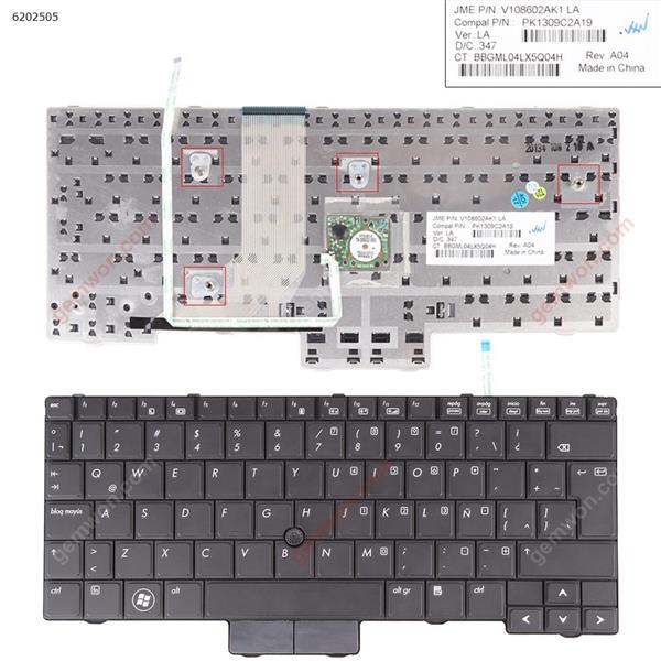 HP 2540P BLACK(With Point stick) LA PK1309C2A19    598790-161 Laptop Keyboard (OEM-B)