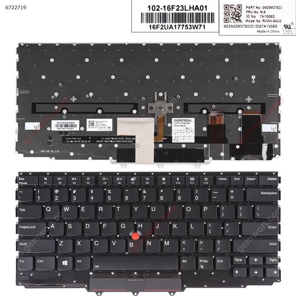  Lenovo ThinkPad Carbon X1 yoga 2017 Gen 2   BLACK Backlit  US RVWV-84US P/N SN20M37622 Laptop Keyboard (A+)