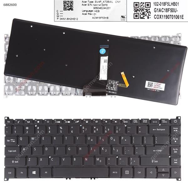 Acer N17W3 SF514-52 SF514-51 SF515-51 BLACK （Backlit Win8） US SV4P_A70BWL S/N NKI14130F0 92604EAEK201 Laptop Keyboard (Original)