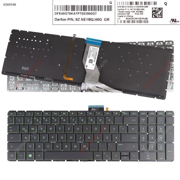 HP Pavilion 15-BS BLACK(Green Printing Without FRAME，Small Enter,WIN8) GR NSK-XDHBQ P/N 9Z.NE1BQ.H0G Laptop Keyboard (Original)