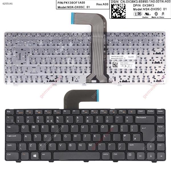 DELL Vostro 3550/XPS L502/New Inspiron 14R/Inspiron N4110 M4110 N4050 M4040  N5050 M5050 M5040 N5040 N411Z GLOSSY FRAME BLACK UK NSK-DX0SW 04341X 9Z.N5XSW.00U Laptop Keyboard (OEM-B)