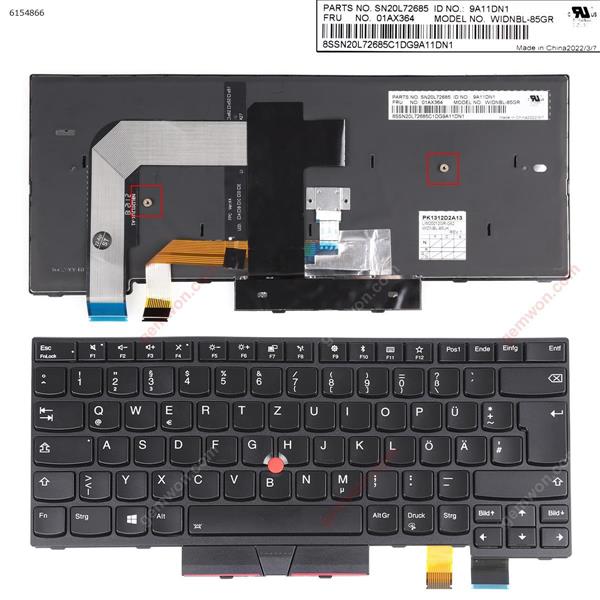 IBM ThinkPad T470 T480 BLACK FRAME BLACK ( Backlit,with point stick ,For Win8) OEM GR WIDNBL-85GR P/N SN20L72685 Laptop Keyboard ()