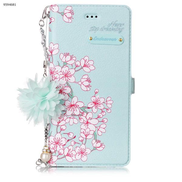Suitable for Samsung S10 flower language painted mobile phone shell creative bead flower belt chain lanyard fresh painted leather case cherry blossom Case S10