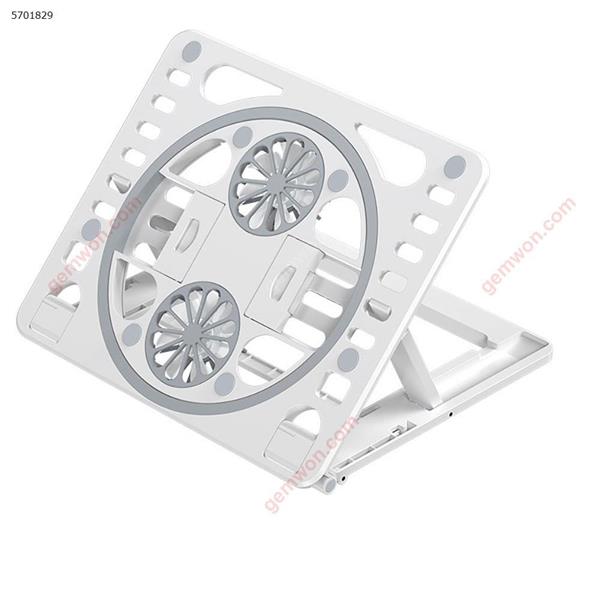 Laptop radiator tablet notebook radiator bracket base with fan ABS+silicone white Other S17