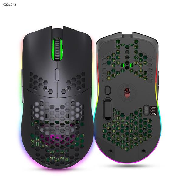 Mouse 2.4G Wireless MOUSE Lightweight Design Honeycomb RGB Luminous 6 Button Mouse T66 Black Other T66