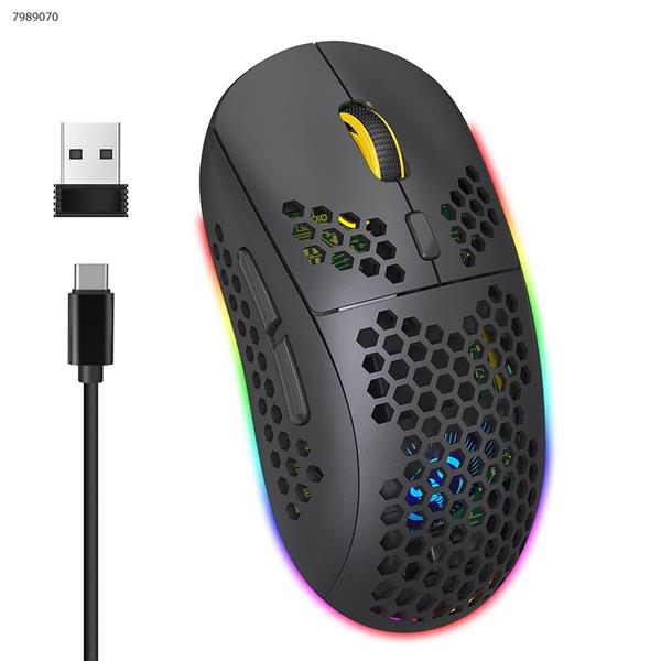 Mouse three-mode Bluetooth wireless MOUSE lightweight design cellular RGB luminous mouse T90 black Other T90