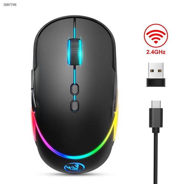 2.4G Wireless Gaming Mouse 3200dpi Adjustable 12 Modes RGB Lighting T200 Black Other T200