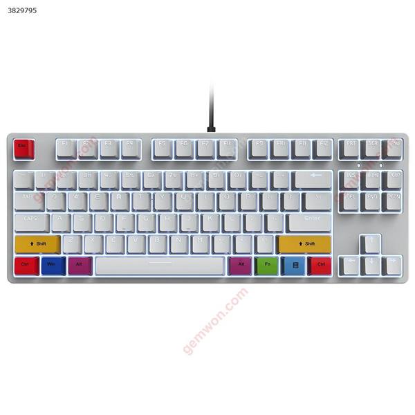 87-key wired mechanical keyboard gaming office pluggable shaft more than 20 kinds of white light game keyboard white red shaft Other L600W