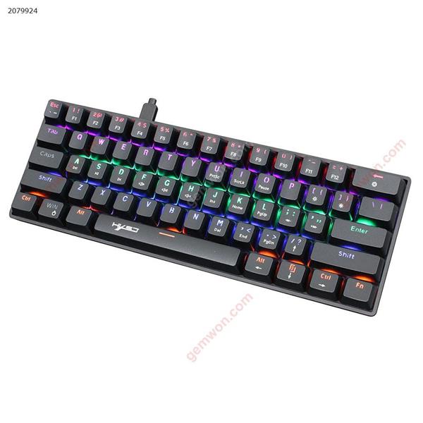Mechanical keyboard 61-key mini green axis a variety of lights colorful keyboard portable suitable for games black Other V900