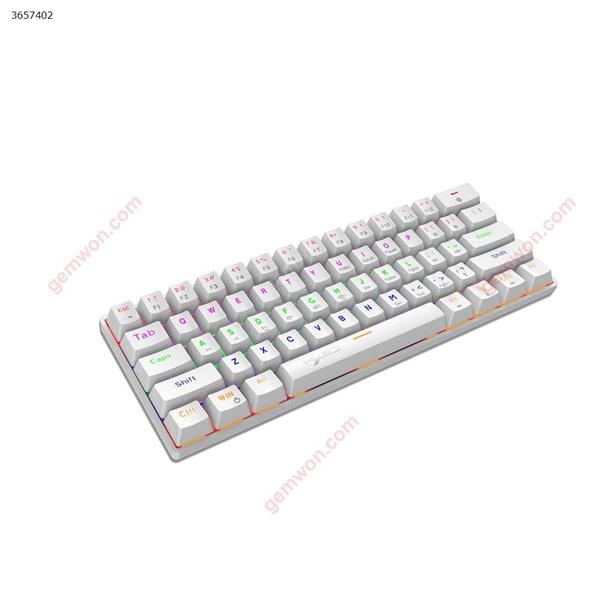 Mechanical keyboard 61-key mini green axis a variety of lights colorful keyboard portable suitable for games white Other V900