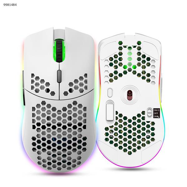 Mouse 2.4G Wireless MOUSE Lightweight Design Honeycomb RGB Lighting 6 Button Mouse T66 White Other T66