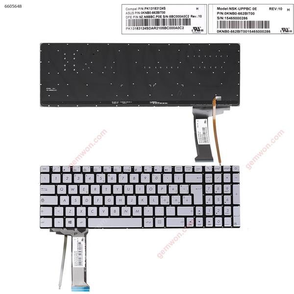 ASUS N551 N551J N551JB N551JK N551JM N551JQ SILVER (Backlit,With foil,Without FRAME) WIN8 IT 0KNB0-662BIT00 Laptop Keyboard ( )