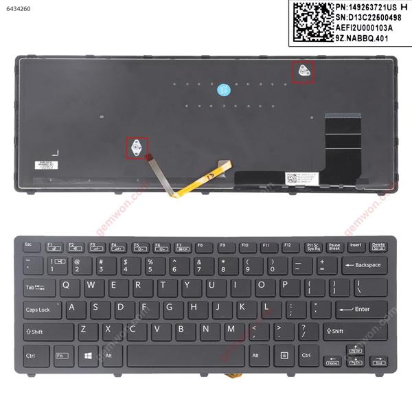 SONY SVF14N  Series BLACK FRAME BLACK (With Backlit Board For Win8) US 149263721US 9Z.NABBQ.401 D13923005580 AEFI2U000103A Laptop Keyboard (OEM-B)