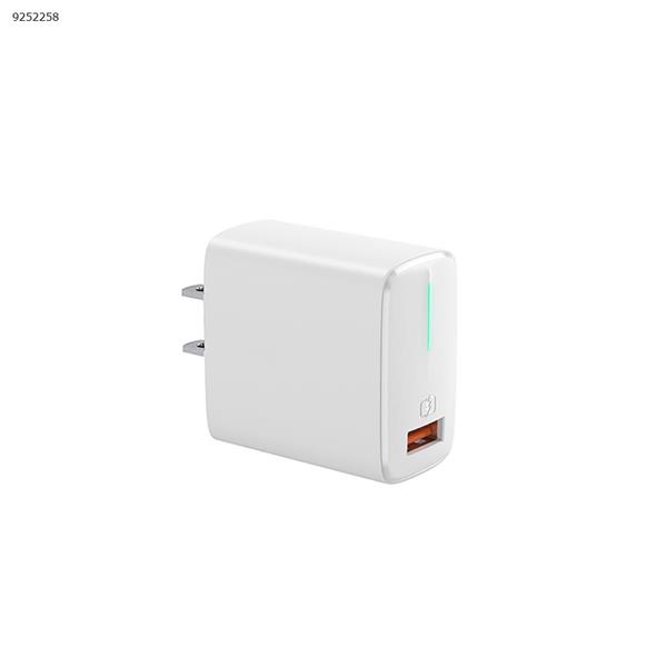 Quick Charger 3.0 Wall Charger, 18W QC Fast Charging 3.0 USB Charger Power Adapter USB-A Wall Plug Phone Charger Compatible with iPhone/iPad, Samsung Galaxy S10/S9/S8/Note 9/8 US White Charger & Data Cable GC08 QC3.0