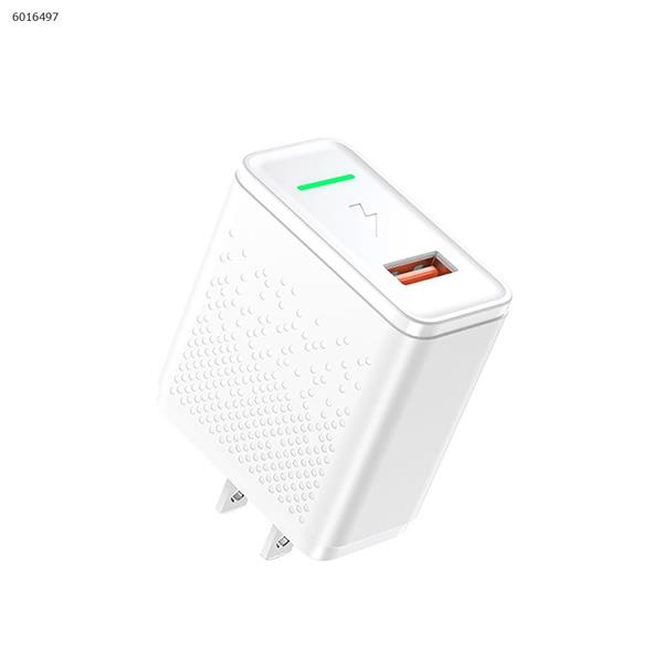 Quick Charger 3.0 Wall Charger, 18W QC Fast Charging 3.0 USB Charger Power Adapter USB-A Wall Plug Phone Charger Compatible with iPhone/iPad, Samsung Galaxy S10/S9/S8/Note 9/8 US white Charger & Data Cable GC06-QC3.0
