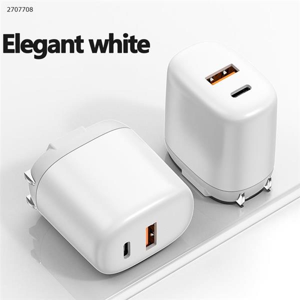20W PD Fast Charge Two-color Injection Folding Charger for Apple Android Huawei USB+TYPEC Charger White Charger & Data Cable XKS-73